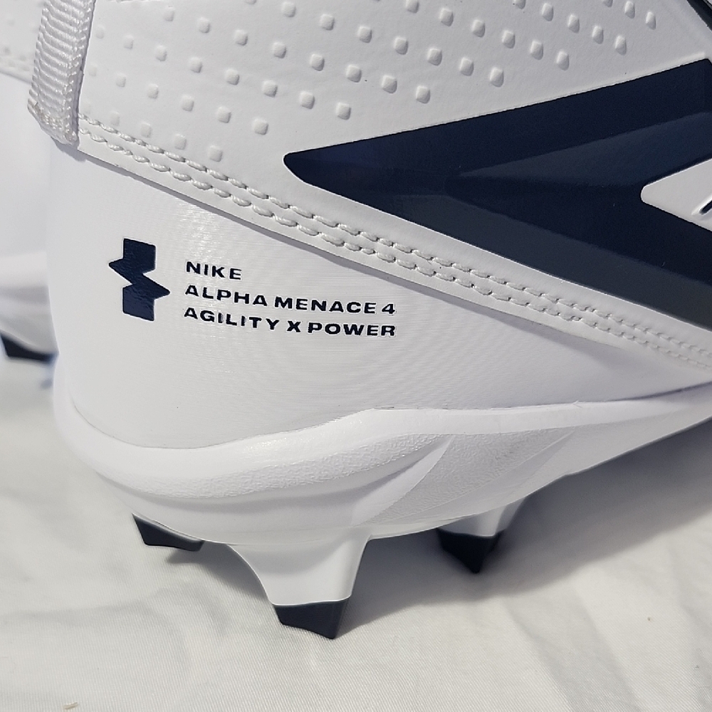 Nike Alpha Menace 4, White and Midnight Blue Men's Football Cleats - Picture 5 of 12